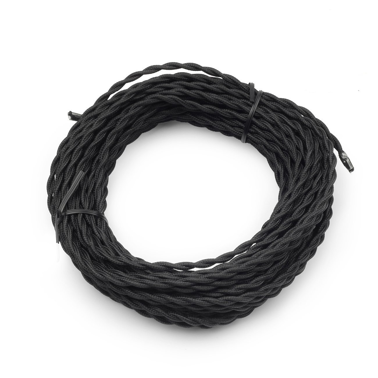 Supmart Black Twisted Cloth Covered Wire, 2-Conductor 18-Gauge Antique Industria