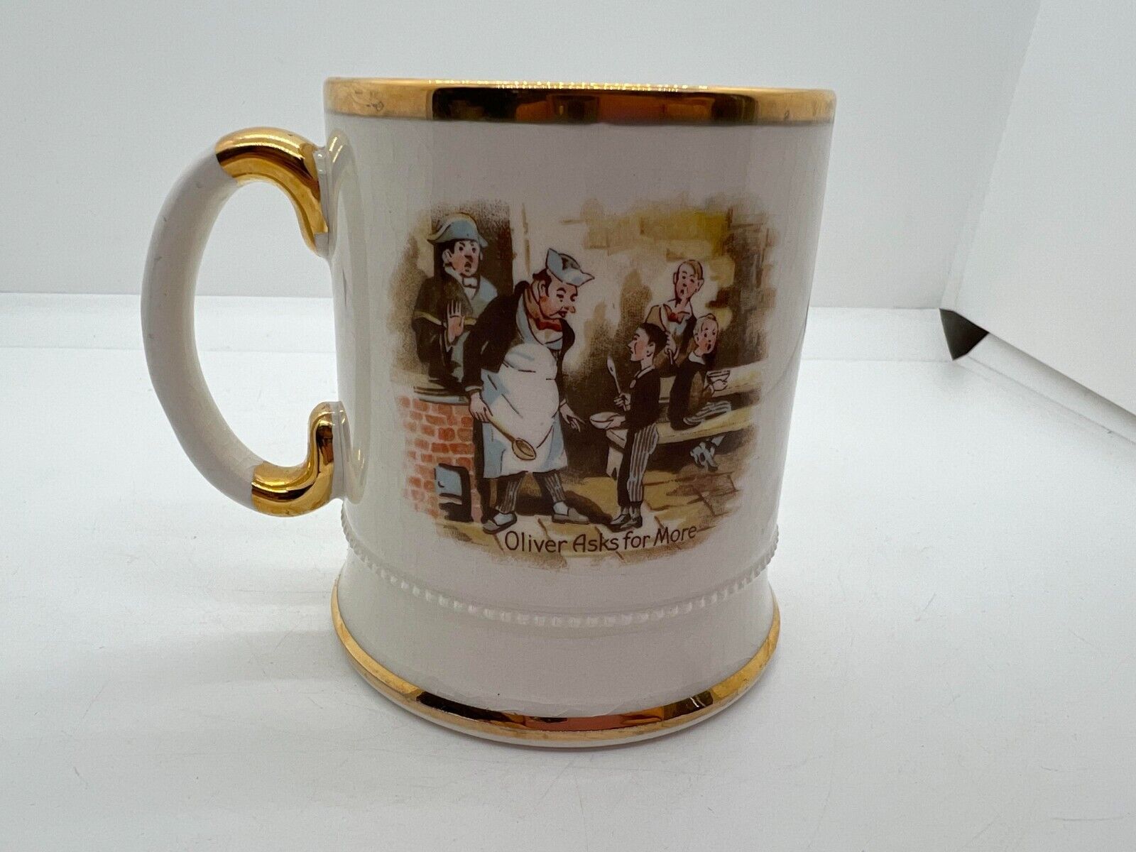 Arthur Wood Coffee Mug Dickens Series Mary And The Fat Boy & Oliver 1950s VTG