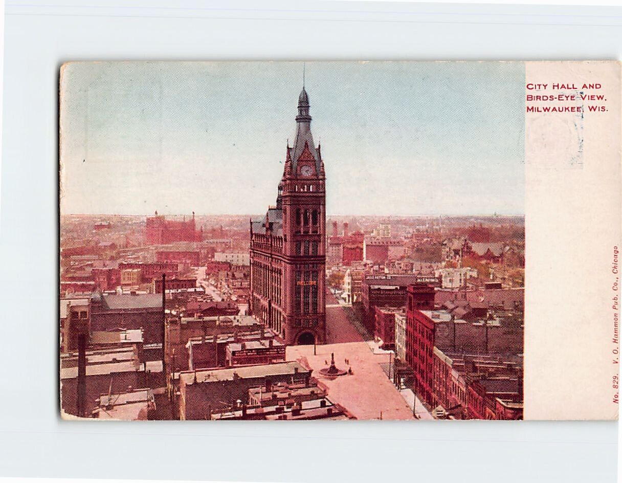 Postcard City Hall And Birds-Eye View, Milwaukee, Wisconsin