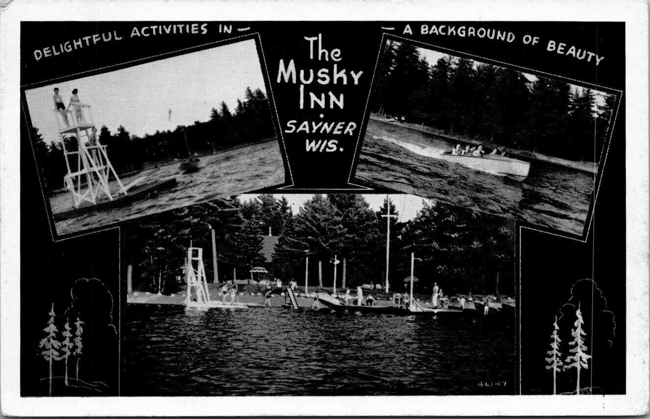 SAYNER, Wisconsin WI Musky Inn, Big St. Germaine Lake 1951 PM Multi View Photos 