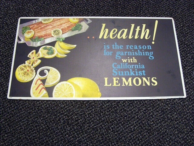 Circa 1930s Sunkist California Lemons Trolley Sign