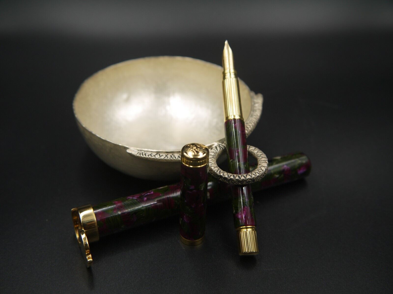 Waterman Lady Agathe Purple Precious Celluloid Fountain Pen 18K Gold - Nib M