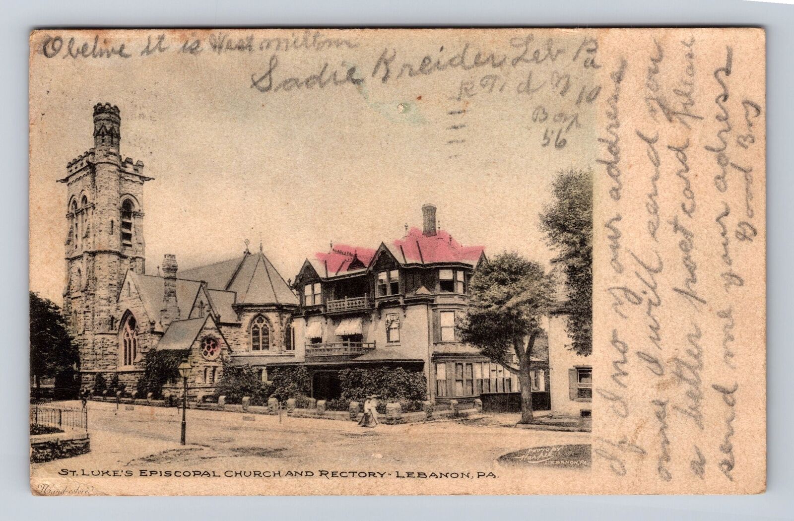 Lebanon PA-Pennsylvania St Lukes Episcopal Church Rectory Vintage c1907 Postcard