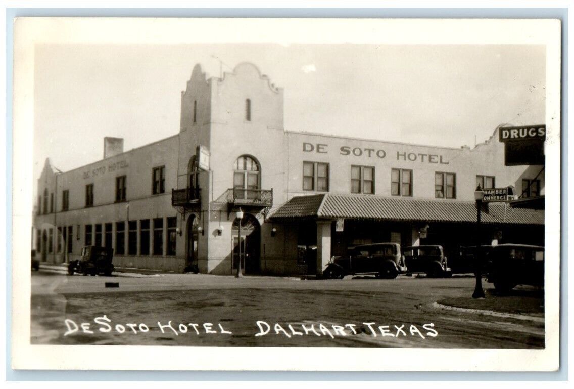c1930's De Soto Hotel Building View Dalhart Texas TX RPPC Photo Postcard