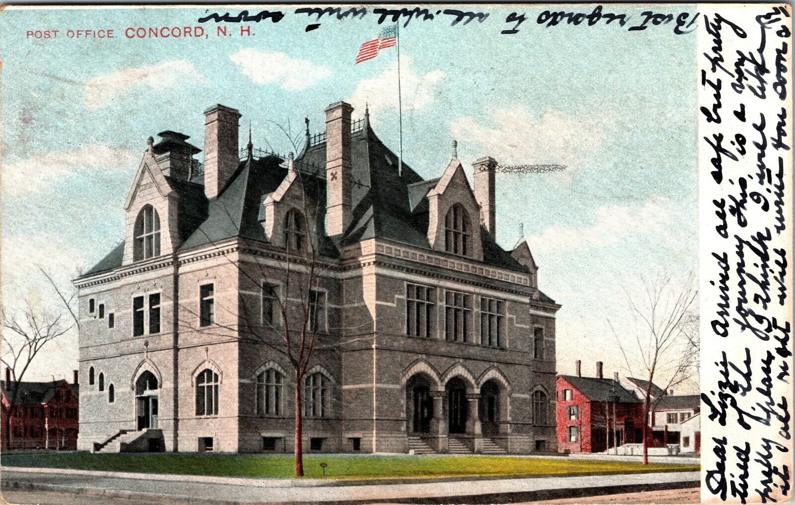 1906 Post Office Concord New Hampshire Antique Postcard 1901-1907