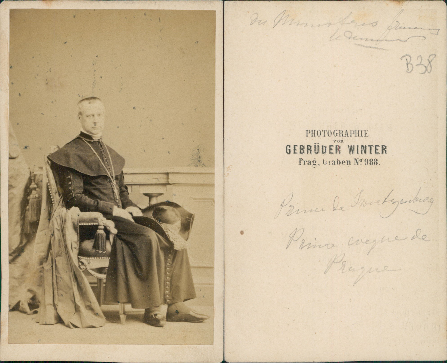 Winter, Prague, Cardinal Frederick Joseph of Schwarzenberg Vintage CDV Album