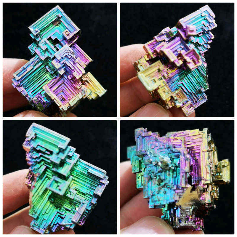 10Pcs/Lot Natural Aura Rainbow Titanium Bismuth Quartz Crystal Specimens Healing