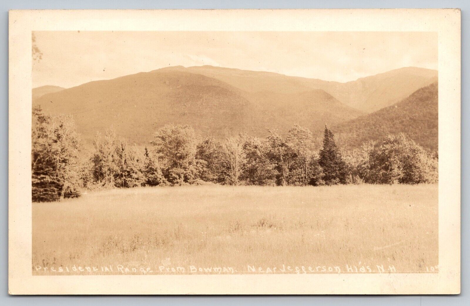 Presidential Range. Jefferson Highlands. New Hampshire Real Photo Postcard RPPC