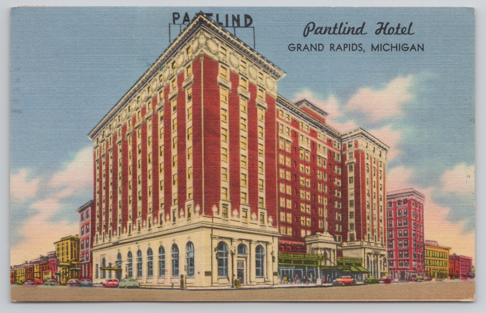 Grand Rapids Michigan Pantlind Hotel Posted 1954 Linen Postcard