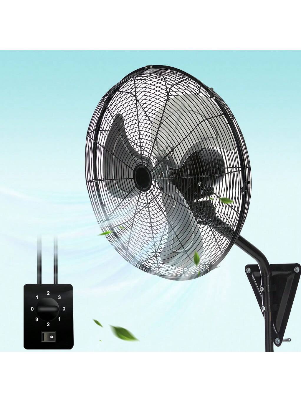 20 Inch Wall Mount Fan With 120° Oscillating, Wall Fan With 3-Speed