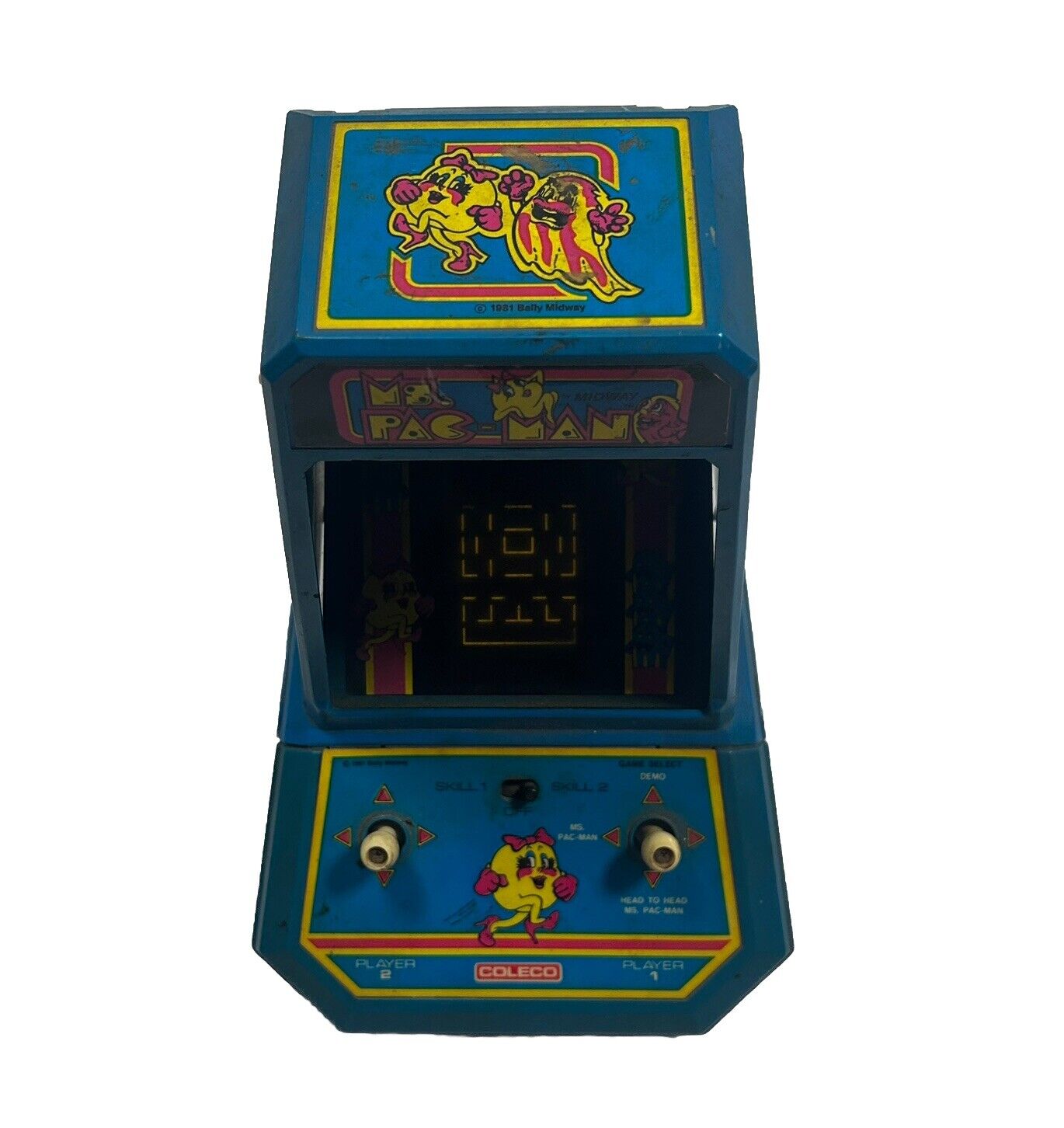 Vintage 1981 Ms. PAC-MAN Mini Tabletop Arcade Video Game Coleco Bally Midway