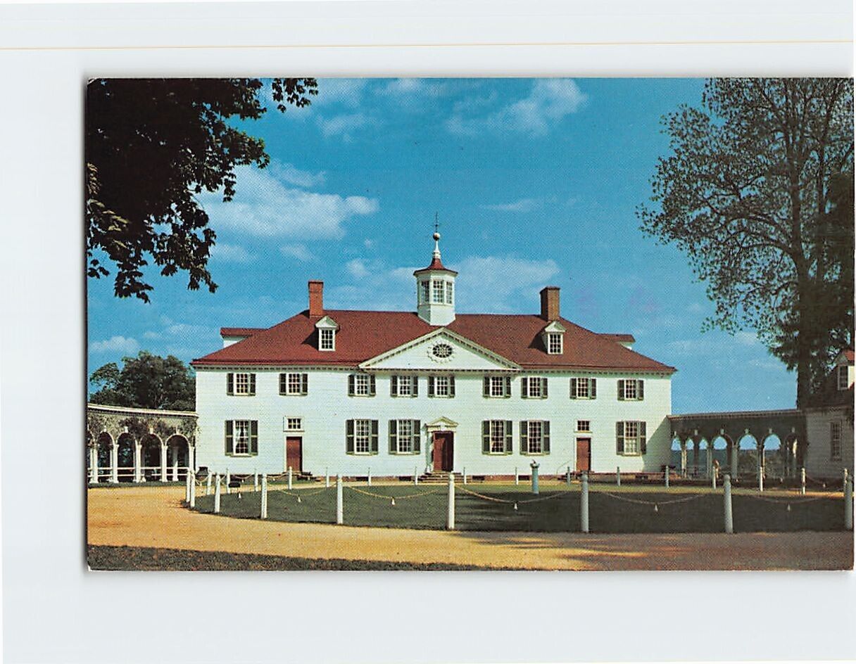 Postcard West Front of Mount Vernon Virginia USA