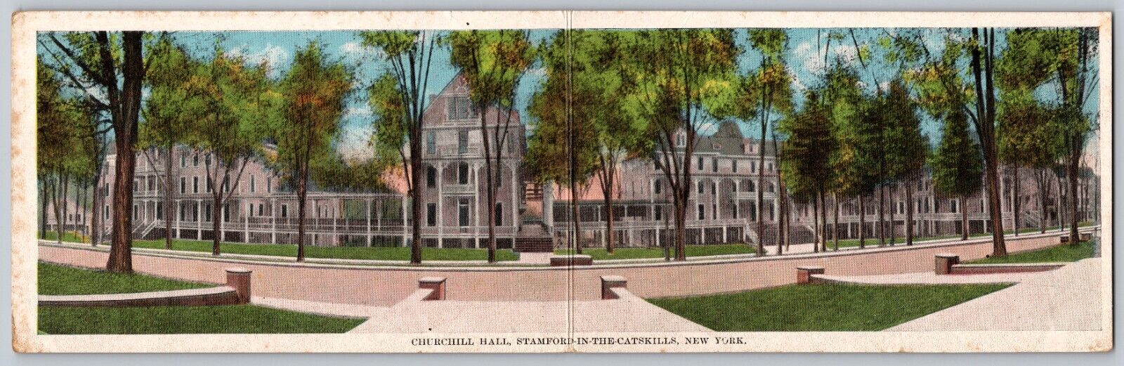 Churchill Hall Stamford-in-the-Catskills New York NY Panorama c1920 Postcard