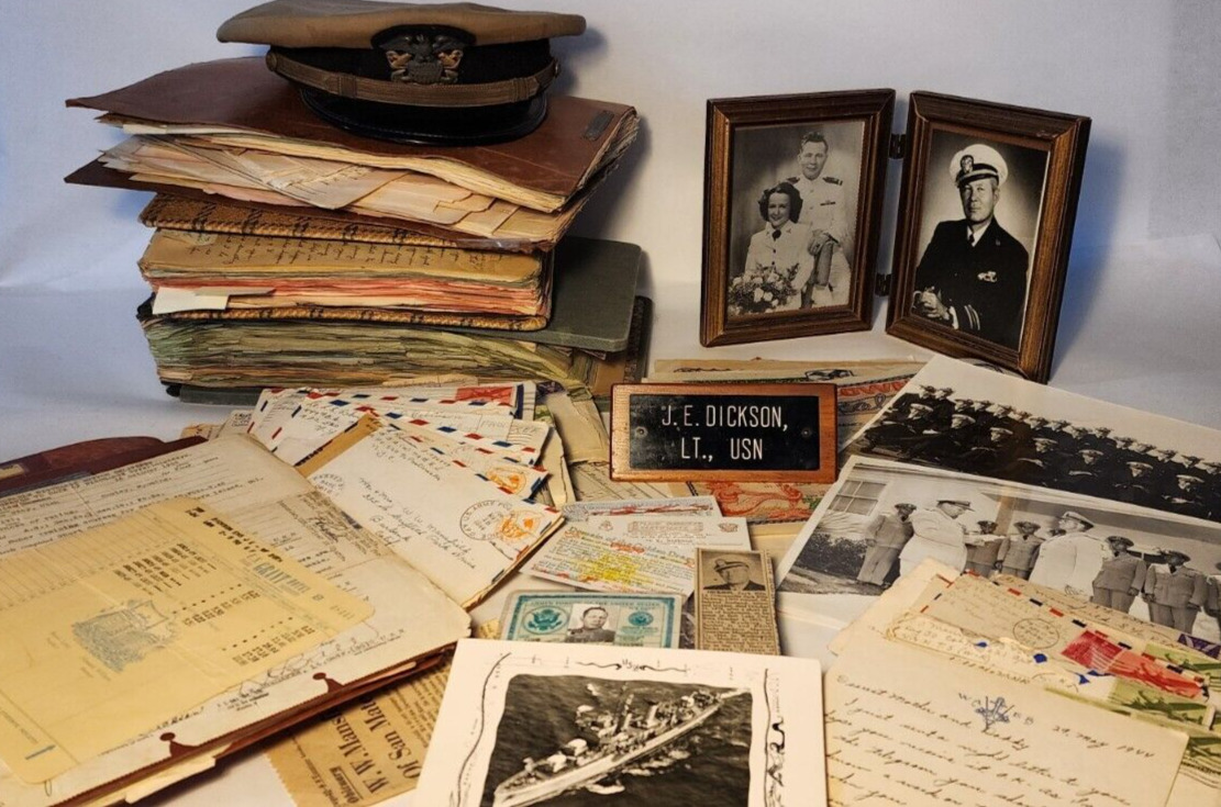 WWII PEARL HARBOR SURVIVOR USN & WAVE MARRIAGE ARCHIVE 100'S OF LETTERS + EXTRAS