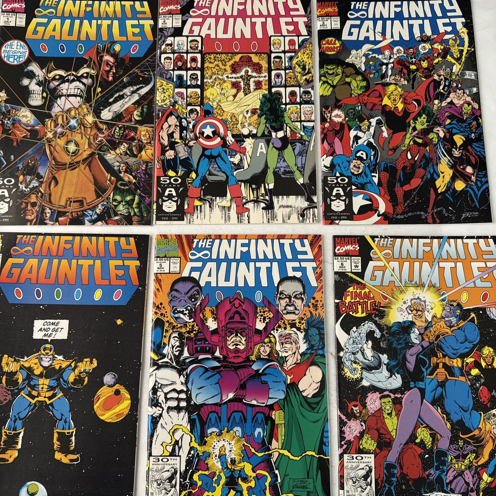 INFINITY GAUNTLET #s 1-6 ~ Complete set Marvel ~ George Perez Jim Starlin 1991