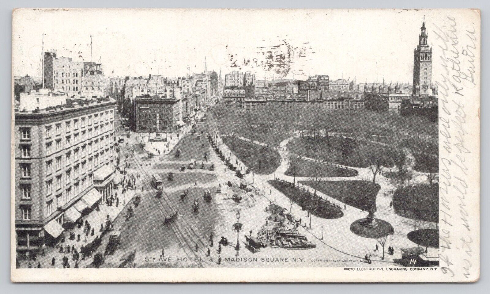 5th Avenue Hotel Madison Square New York City 1898 Private Mailing Card Postcard