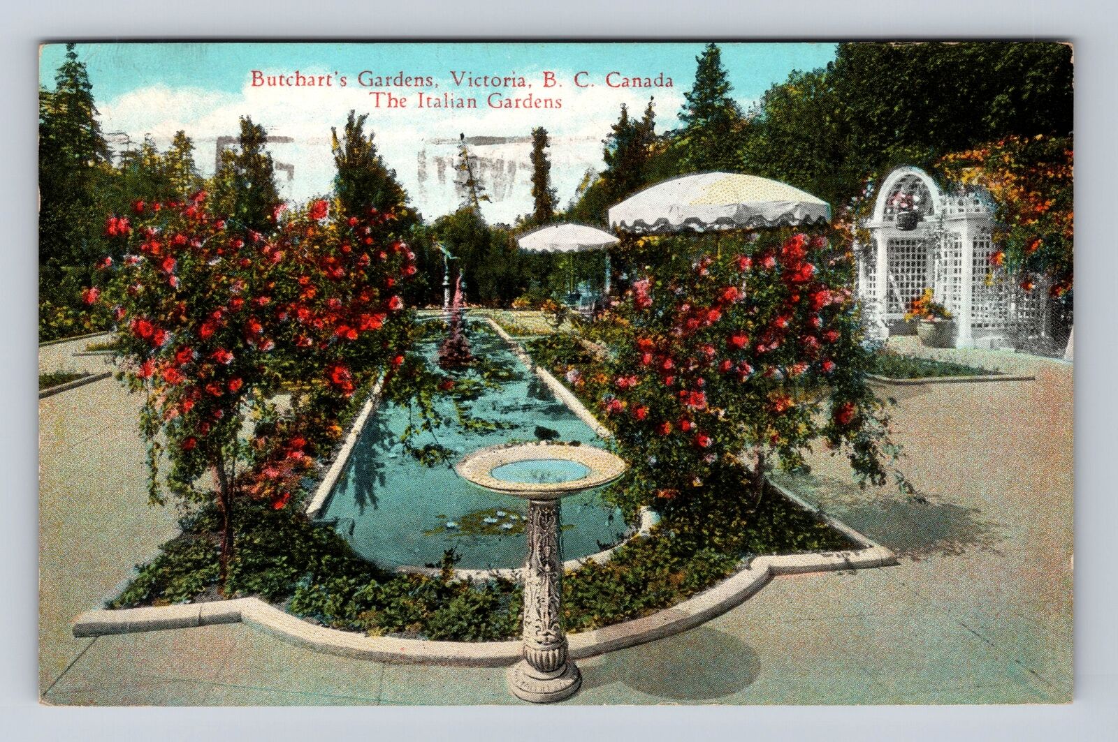 Victoria British Columbia-Canada, Butchart's Gardens, Vintage c1930 Postcard
