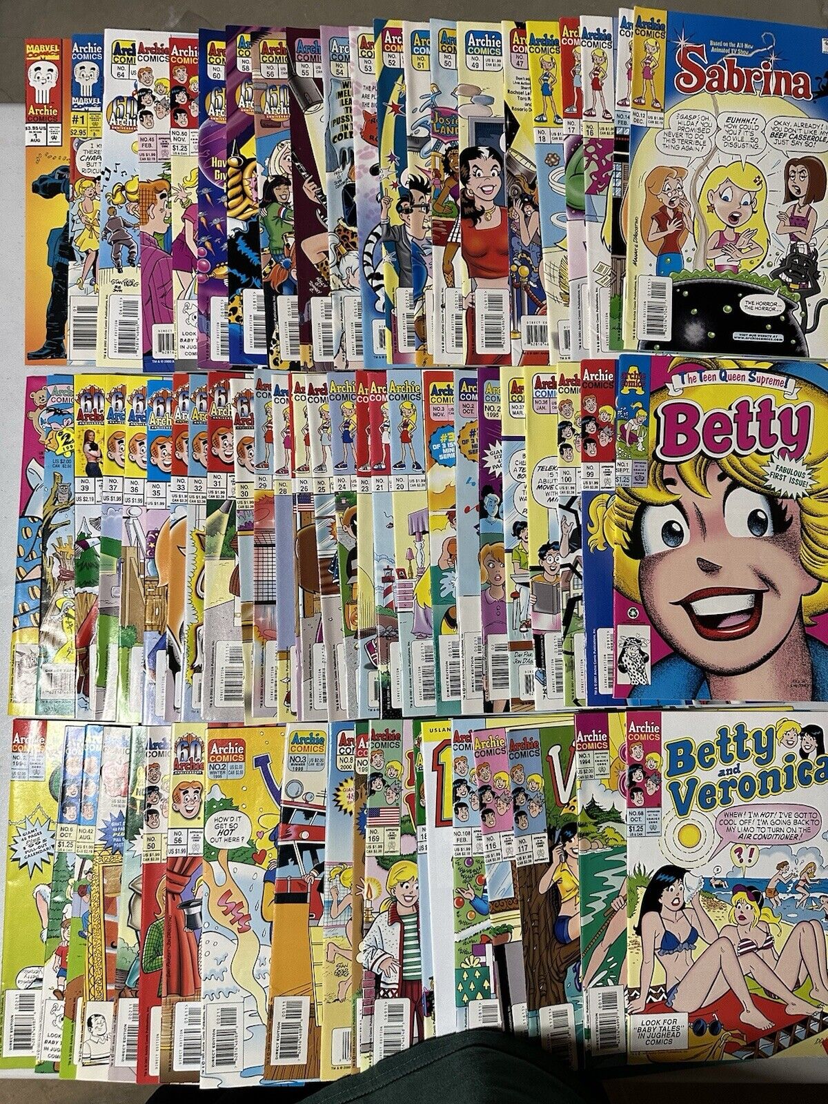 Archie Sabrina Betty Veronica Josie Jughead HUGE 1990s Lot Run Of 67 Comics