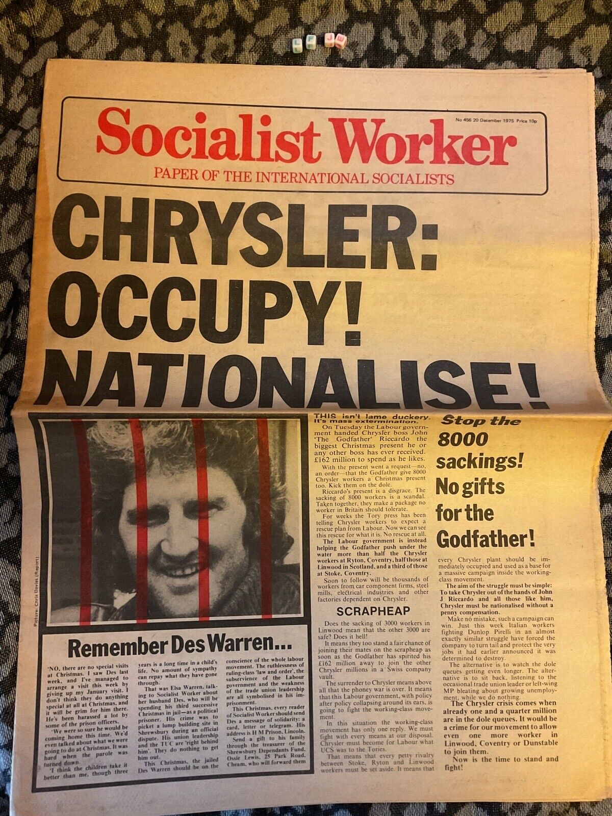1975 Historical Newspaper , Socialist Worker , Chrysler, Car Strikes , Unions Et