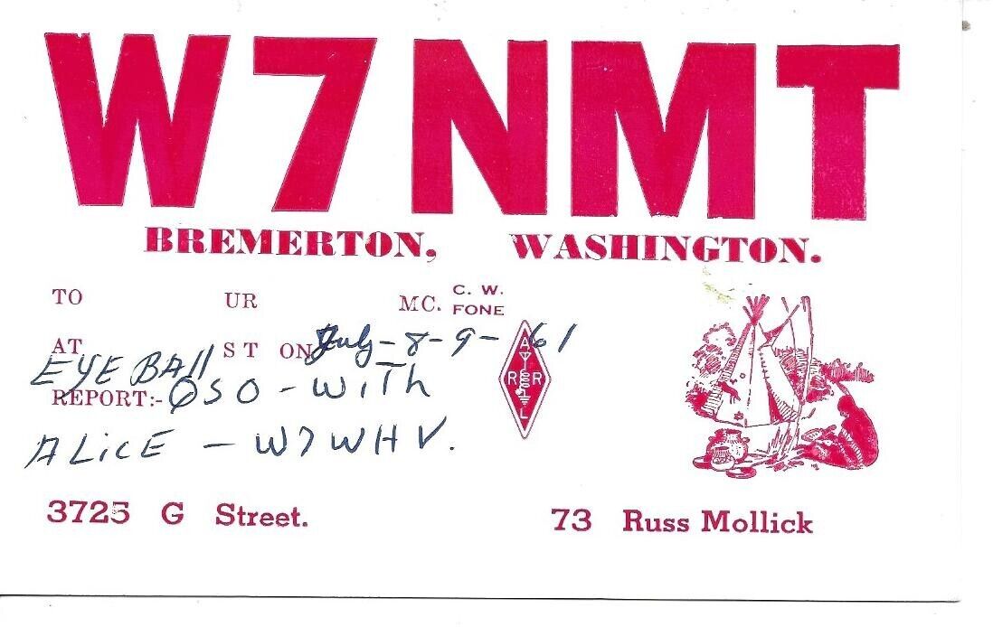 QSL  1961 Bremerton WA  radio card
