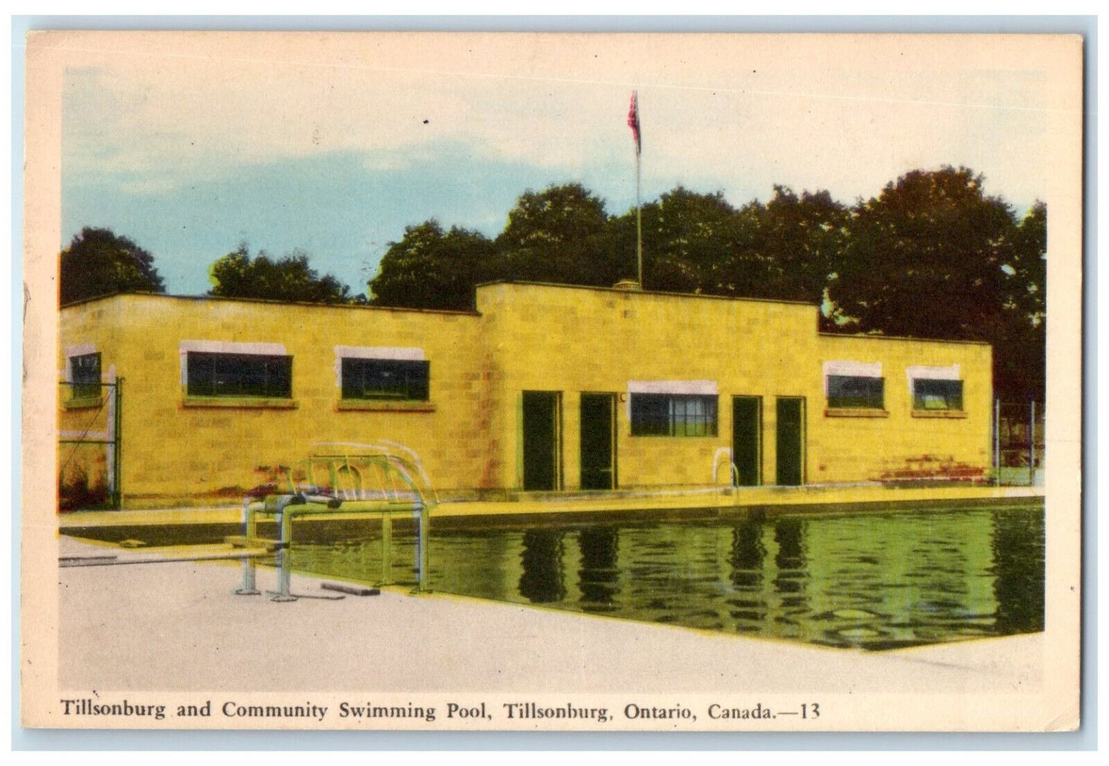 c1950's Tillsonburg and Community Swimming Pool Ontario Canada Postcard