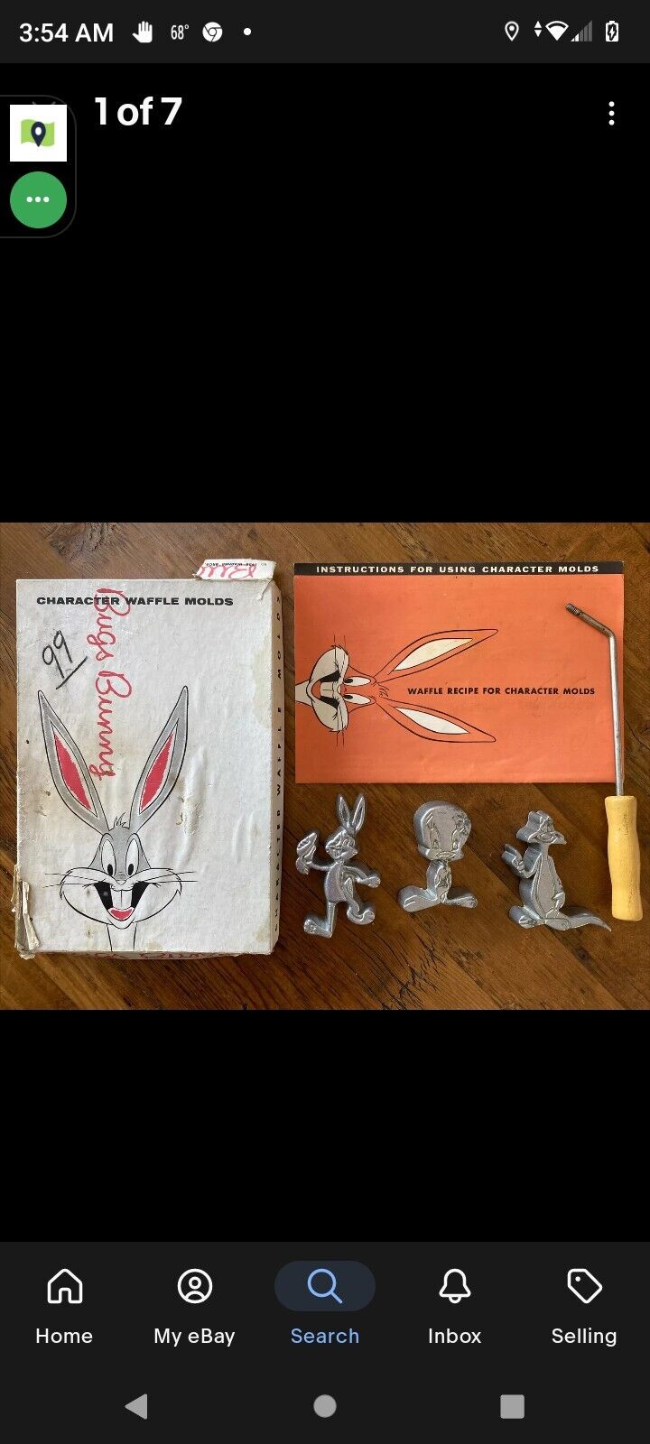 Vintage 1952 Bugs Bunny Waffle Mold. Single Mold Only