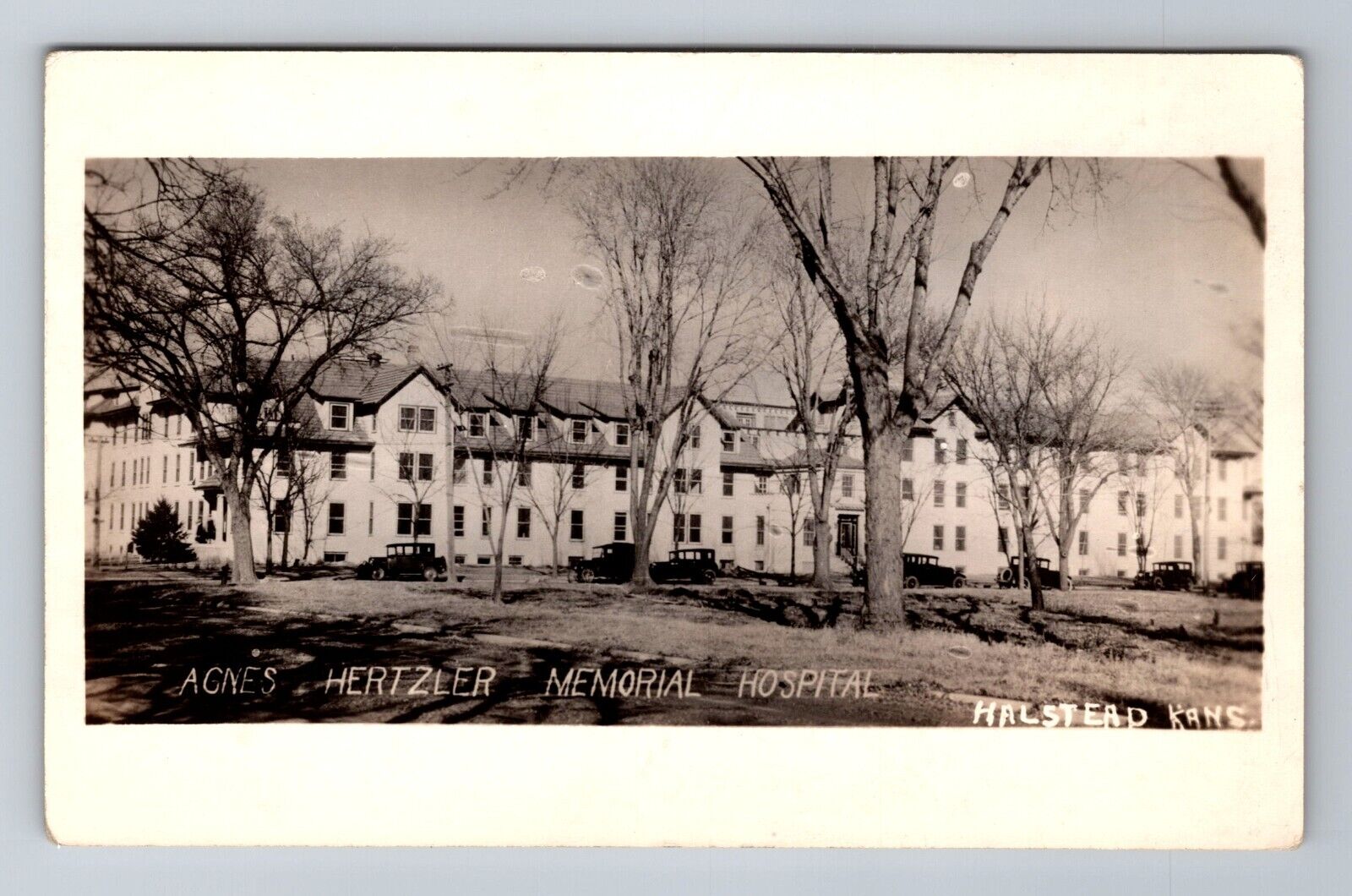 RPPC-Halstead KS-Kansas Agnes Hertzler Memorial Hospital c1930s Vintage Postcard
