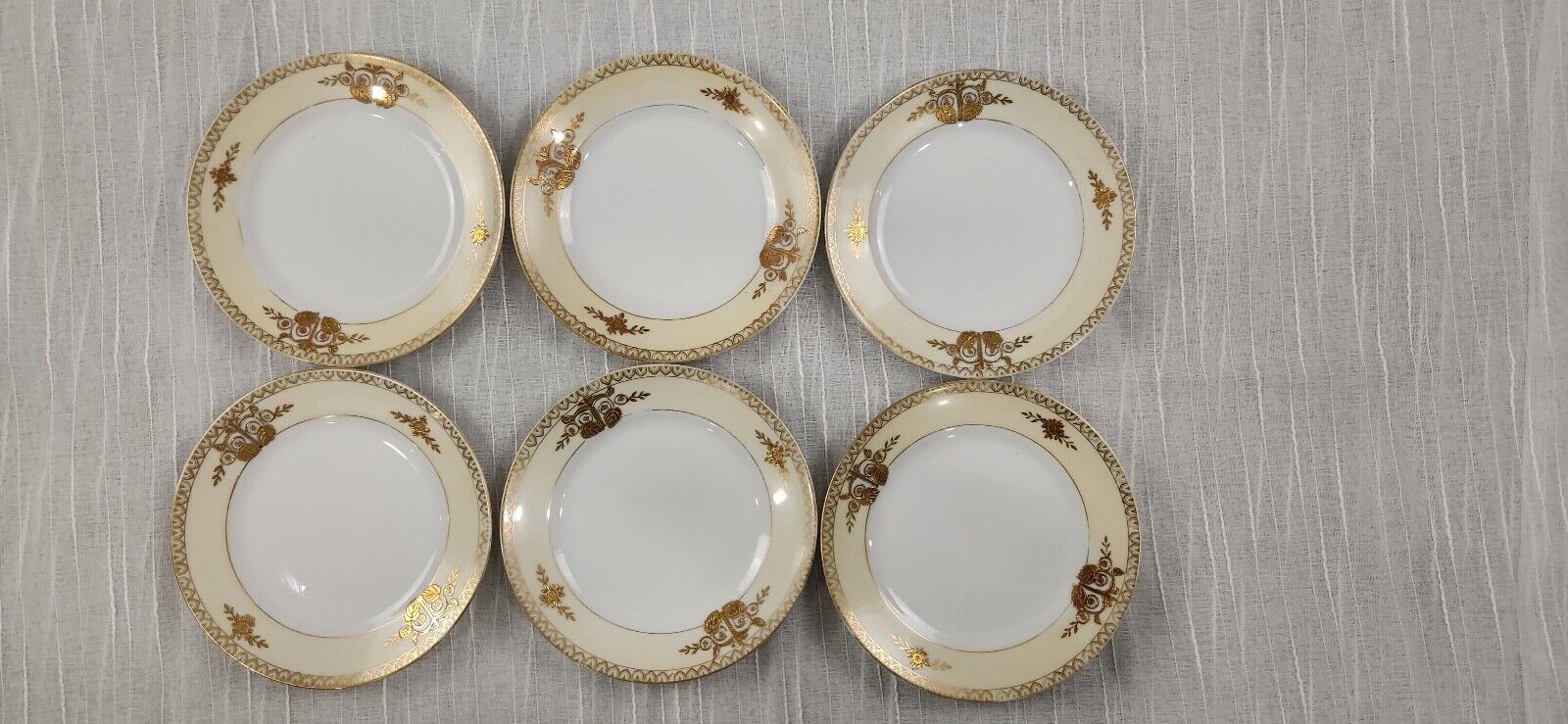 Noritake M Japan Plates Set of 6 Vintage Collector Plates Gold Gilded Plates