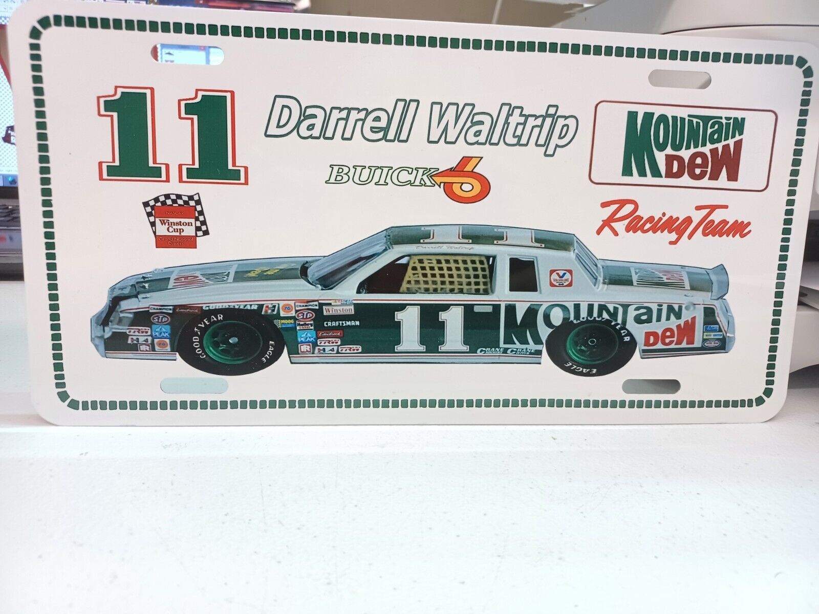 Vintage looking MOUNTAIN DEW Racing Team DARRELL WALTRIP License Plate 11 1980s 