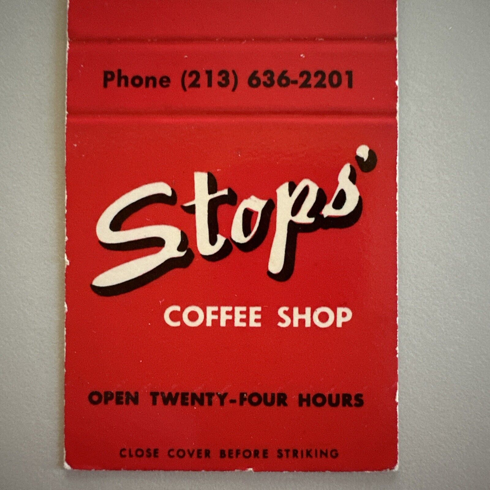 Vintage 1970s Stops Coffee Shop Lynwood CA Googie Matchbook Cover