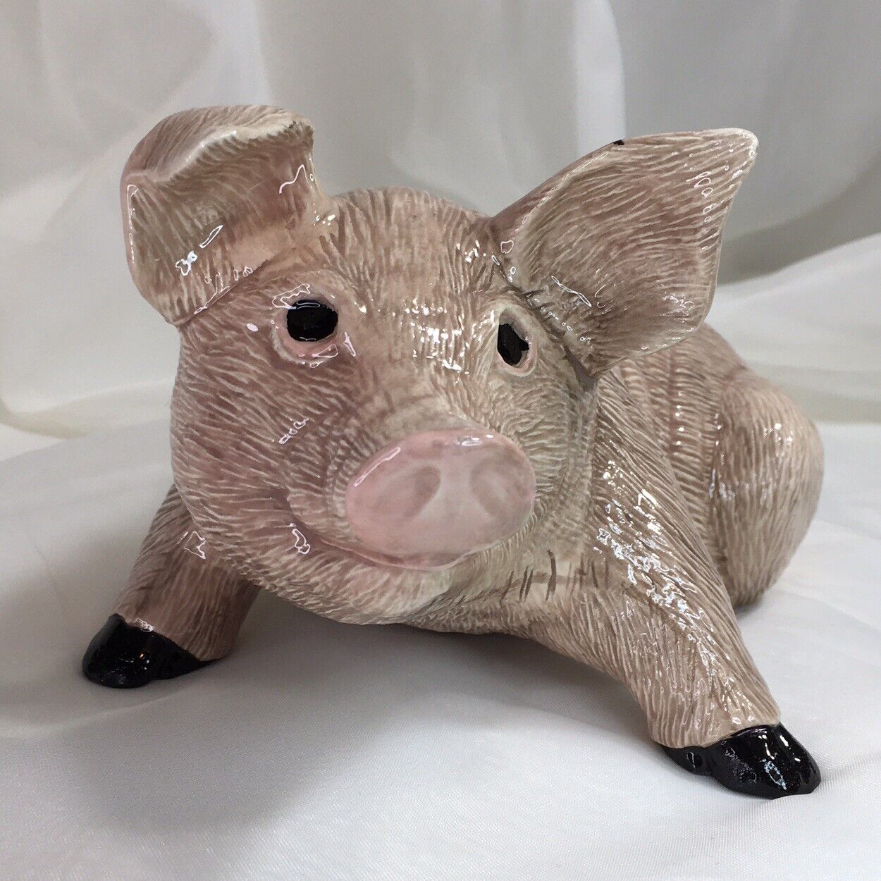 9” Pig, Sow, Happy Hog Figurine, 1989 Vintage Glazed Ceramic, Signed❤️