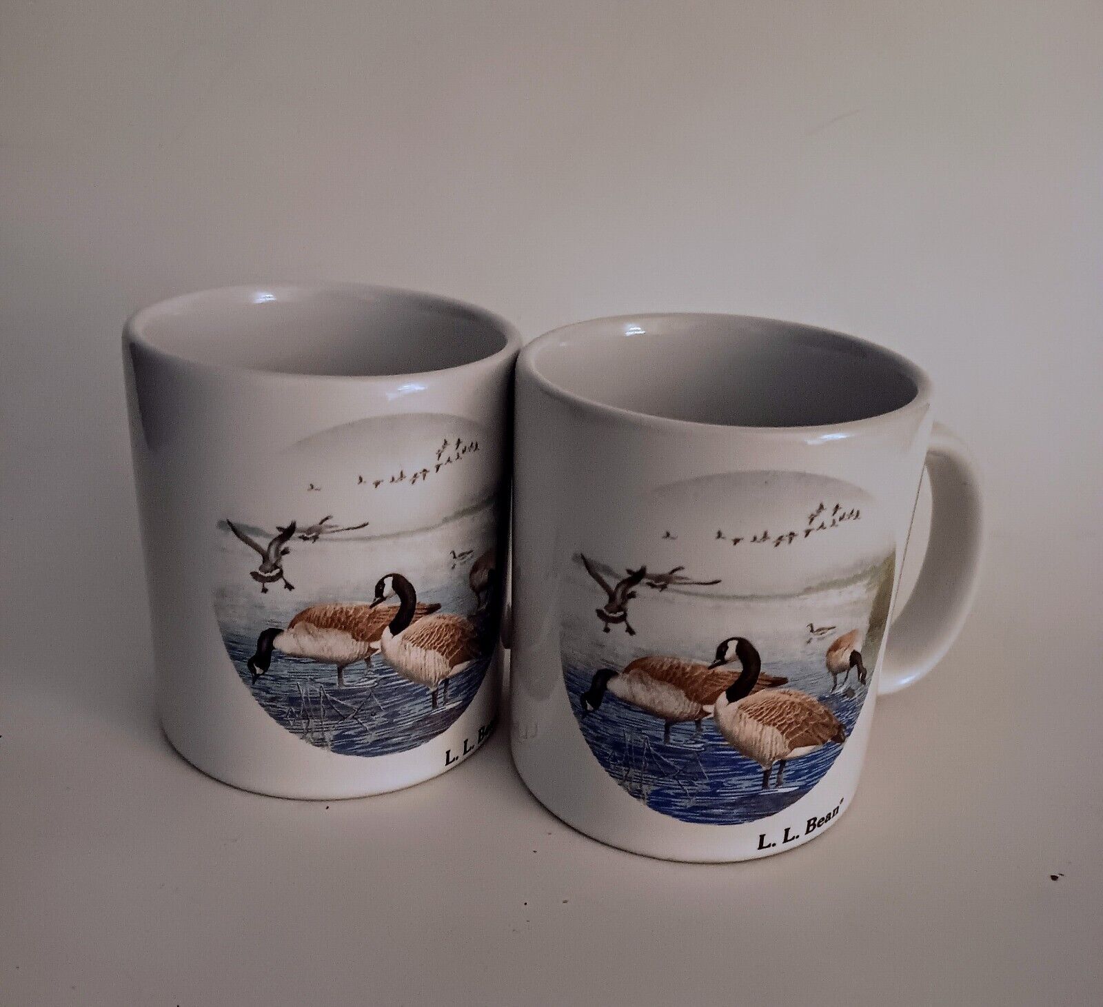 Vintage L L Bean 2 Coffee Mugs Geese Wildlife Scene  Ceramic