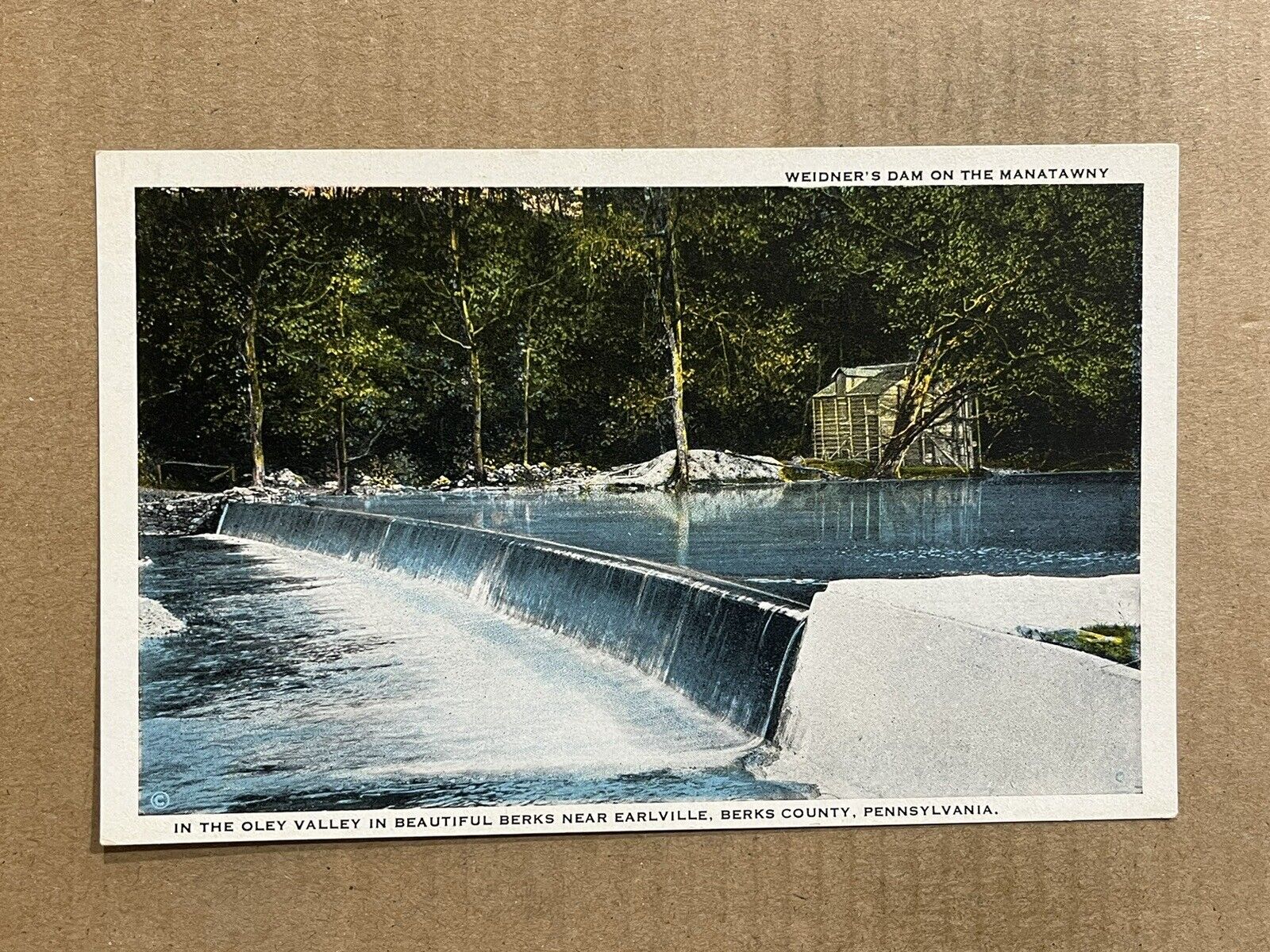 Postcard Earlville PA Pennsylvania Weidner\'s Dam Manatawny Creek River Vintage