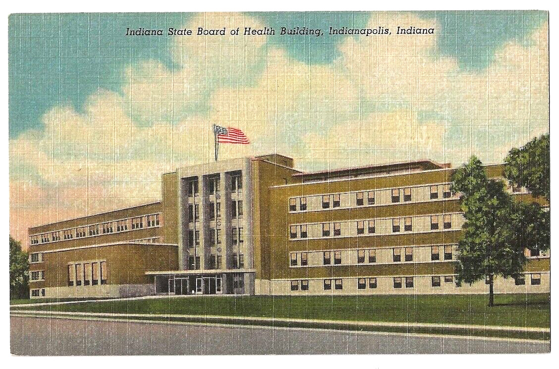 Indianapolis Indiana c1950\'s State Board of Health Building, U. S. flag