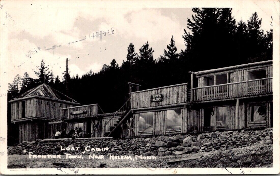 Lost Cabin Frontier Town MT near Helena RPPC Real Photo Postcard Vintage