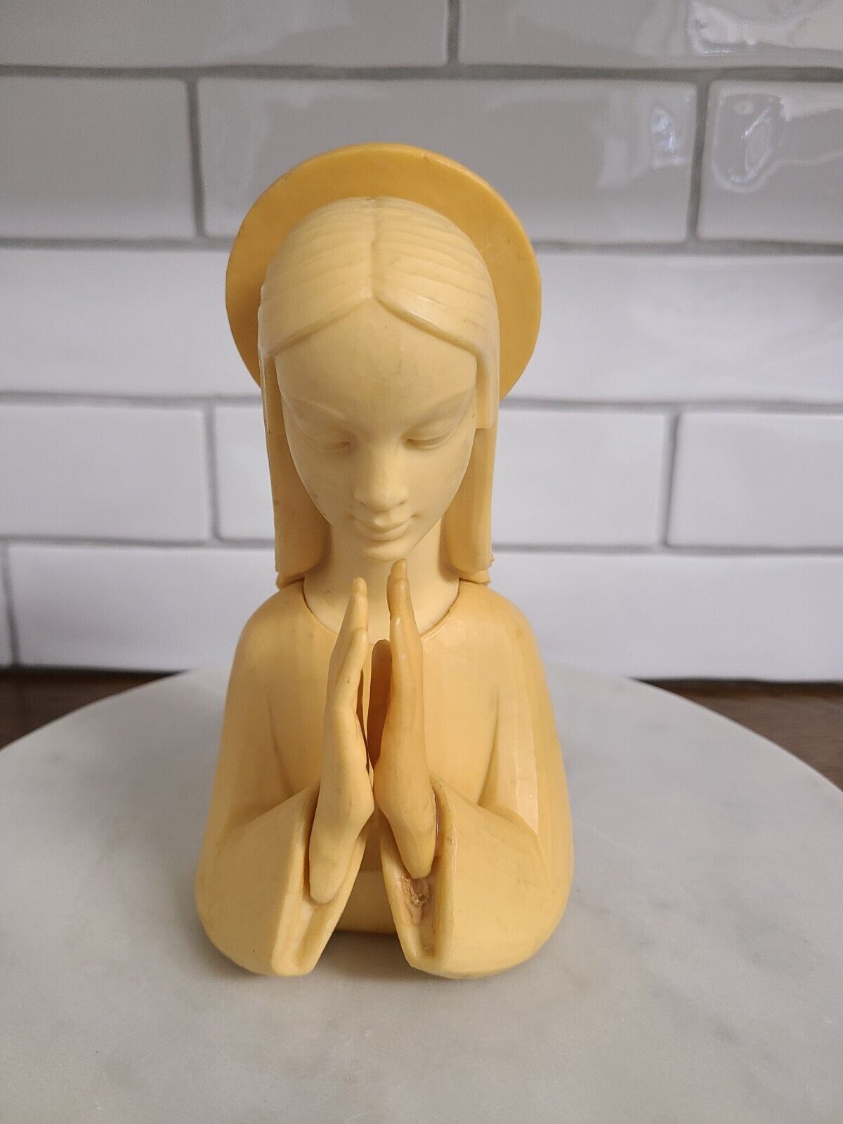 Vintage MCM  Praying Catholic Madonna Virgin Mary bust figurine. Italian Made