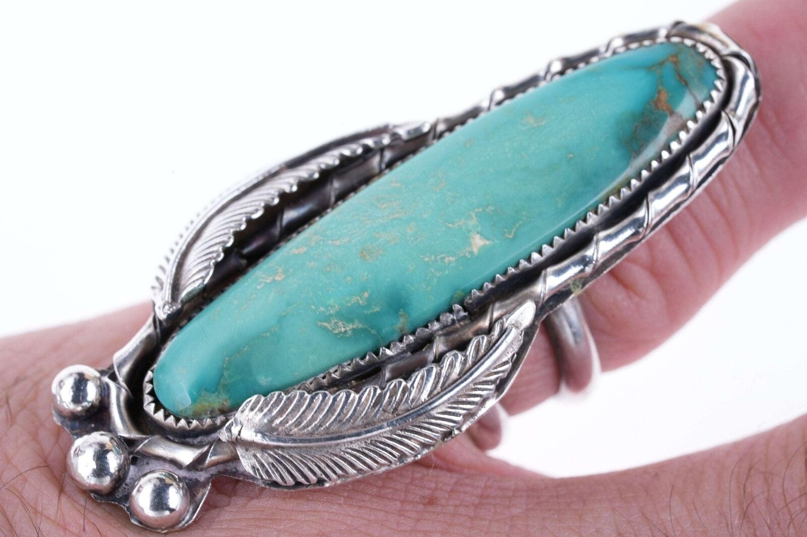 sz7 Vintage Navajo Sterling/turquoise slab ring