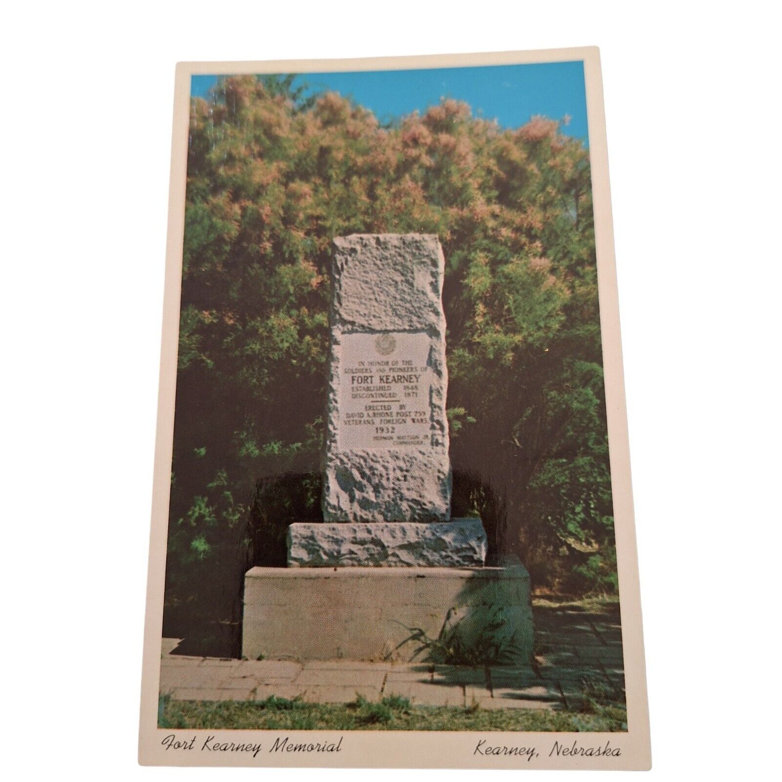 Postcard Fort Kearney Memorial Kearney Nebraska Chrome Unposted