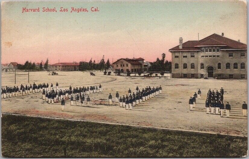 c1910s Los Angeles, California HAND-COLORED Postcard HARVARD SCHOOL FOR BOYS