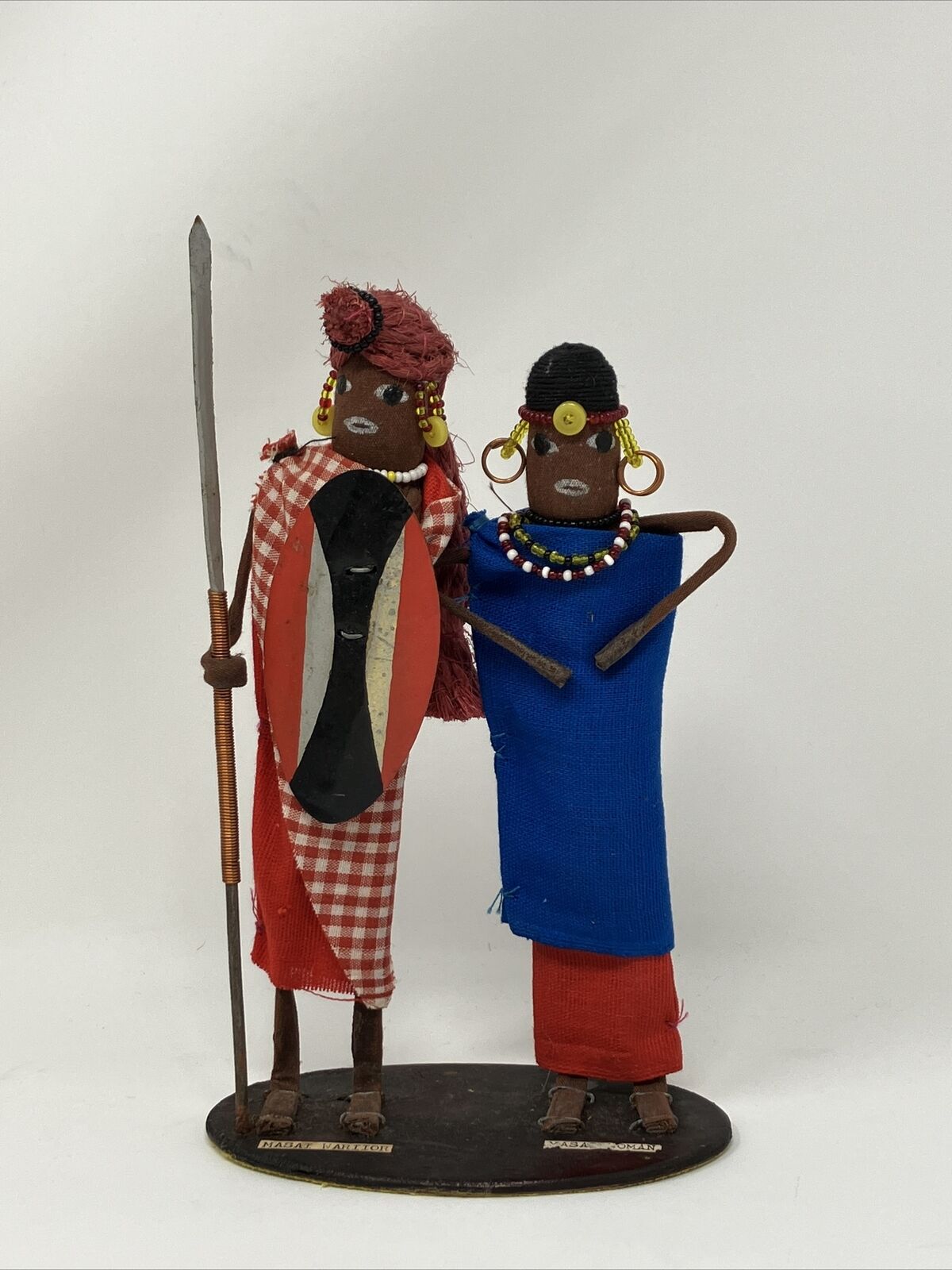 Maasai Masai Tribal Warrior and Woman African Statue Figurines Dolls Figures
