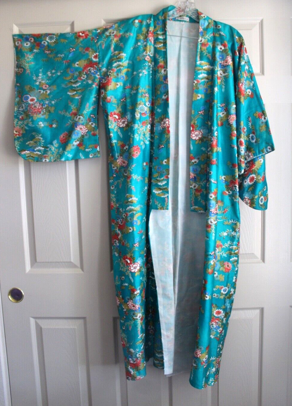 Vintage Kanebo Japan Pure Silk Green Kimono Size-5