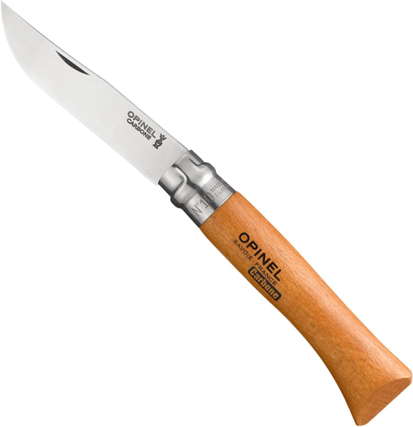 Opinel No. 6 7 8 9 10 12 Carbone Steel Folding Pocket Knife, Beechwood Handle