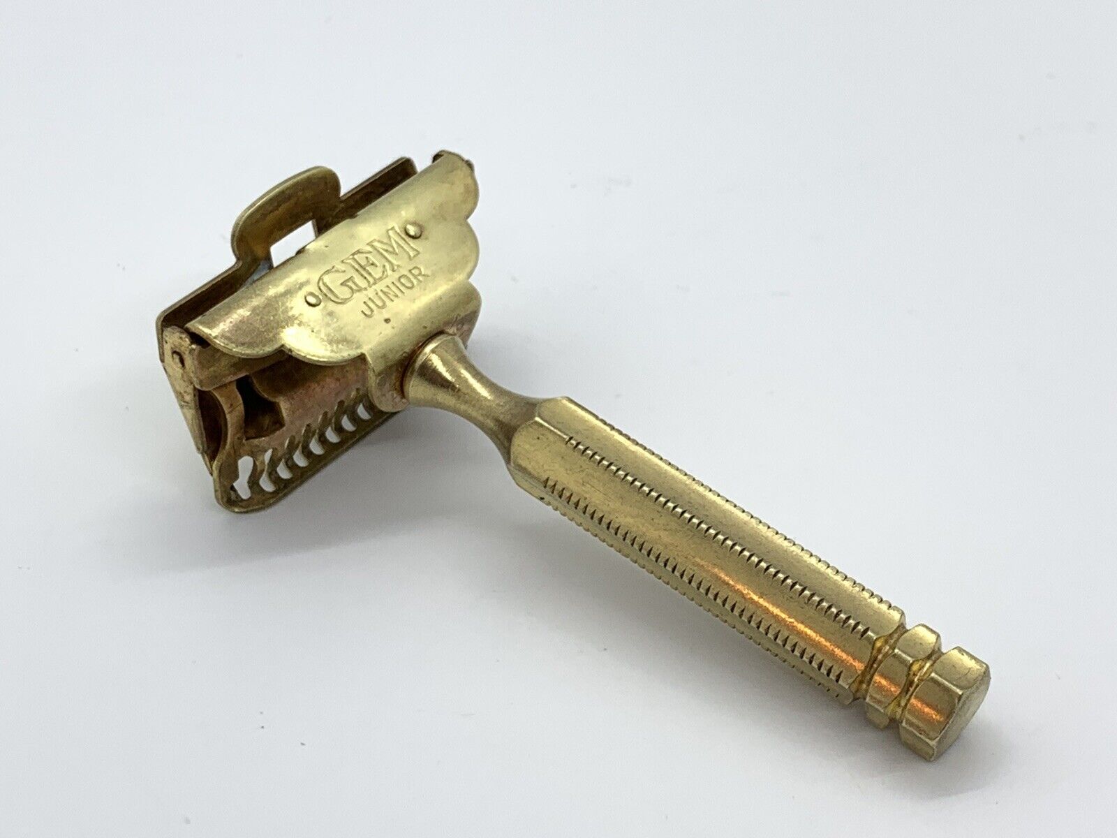 Vtg Antique Gold 1912 GEM Cutlery Junior Jr Safety Razor Single Edge New York 