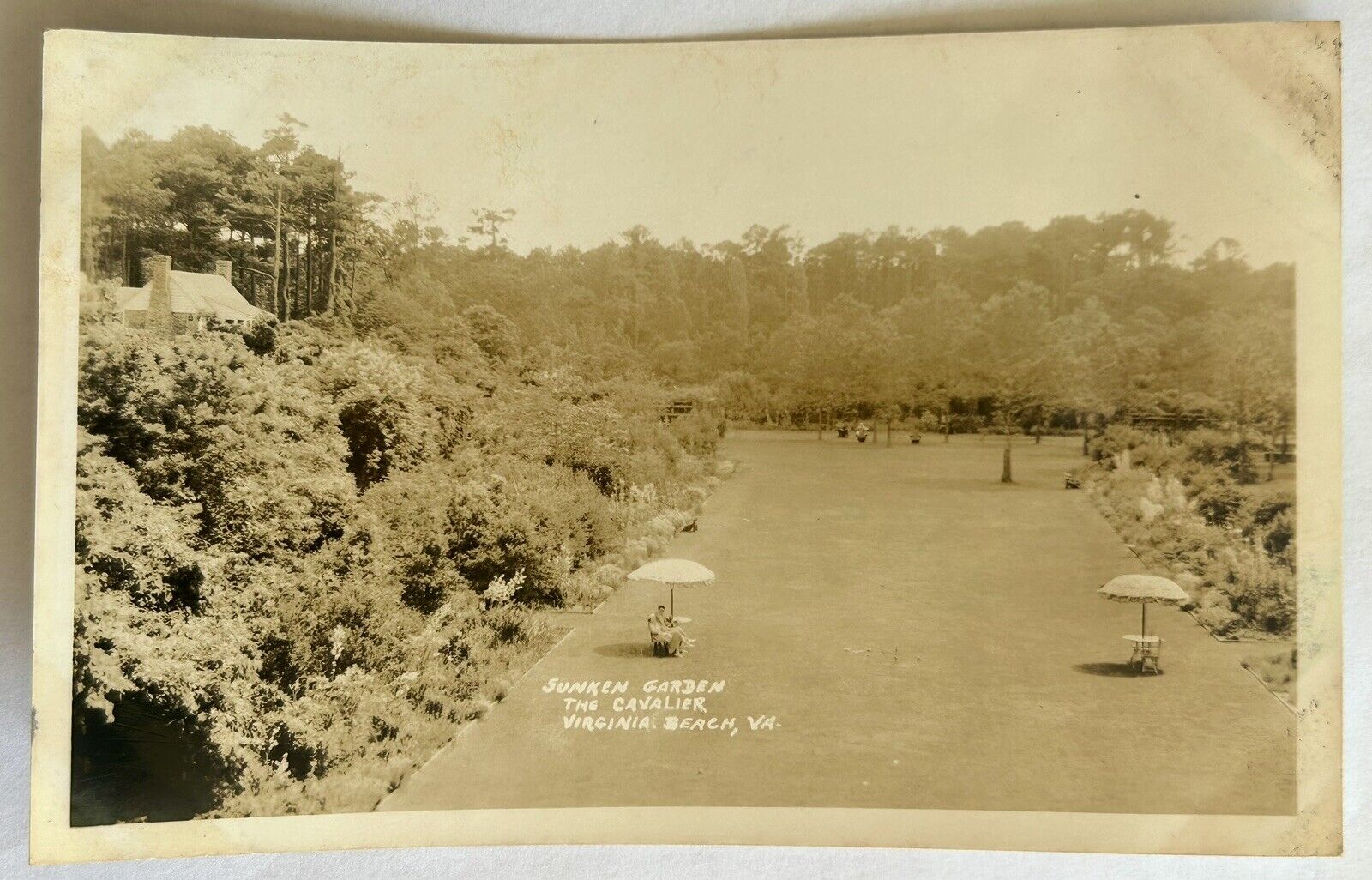 Cavalier Hotel Sunken Garden. Virginia Beach, VA. RPPC. Real Photo Postcard.