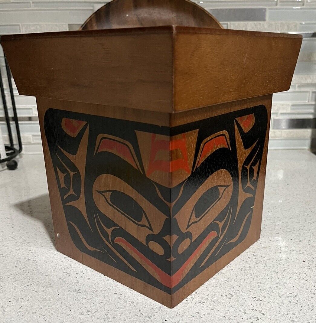 Northwest Coast First Nations Bentwood Cedar Box with Red & Black Design
