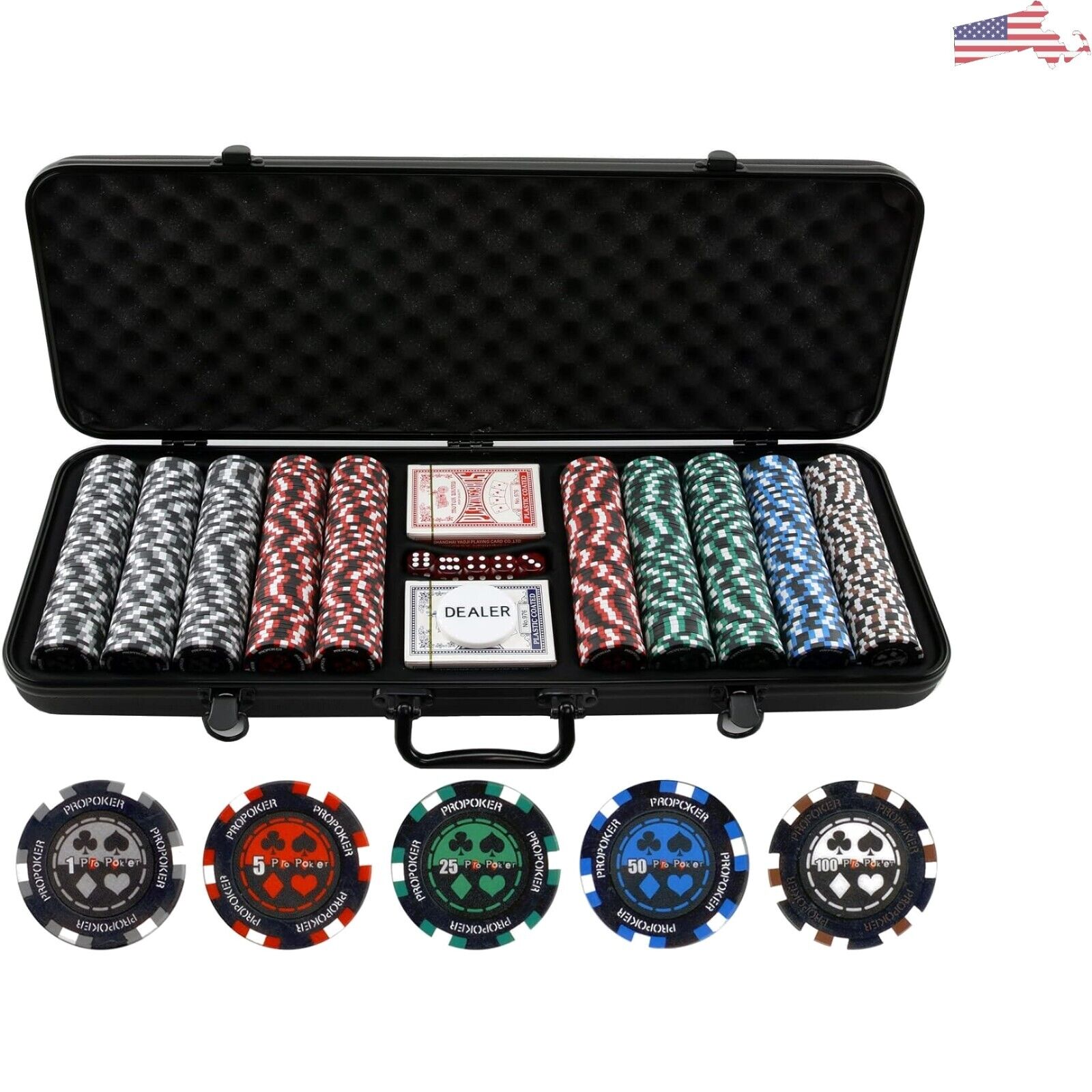 500 Piece Professional Poker Chip Set - Upgraded Casino Quality Clay Chips