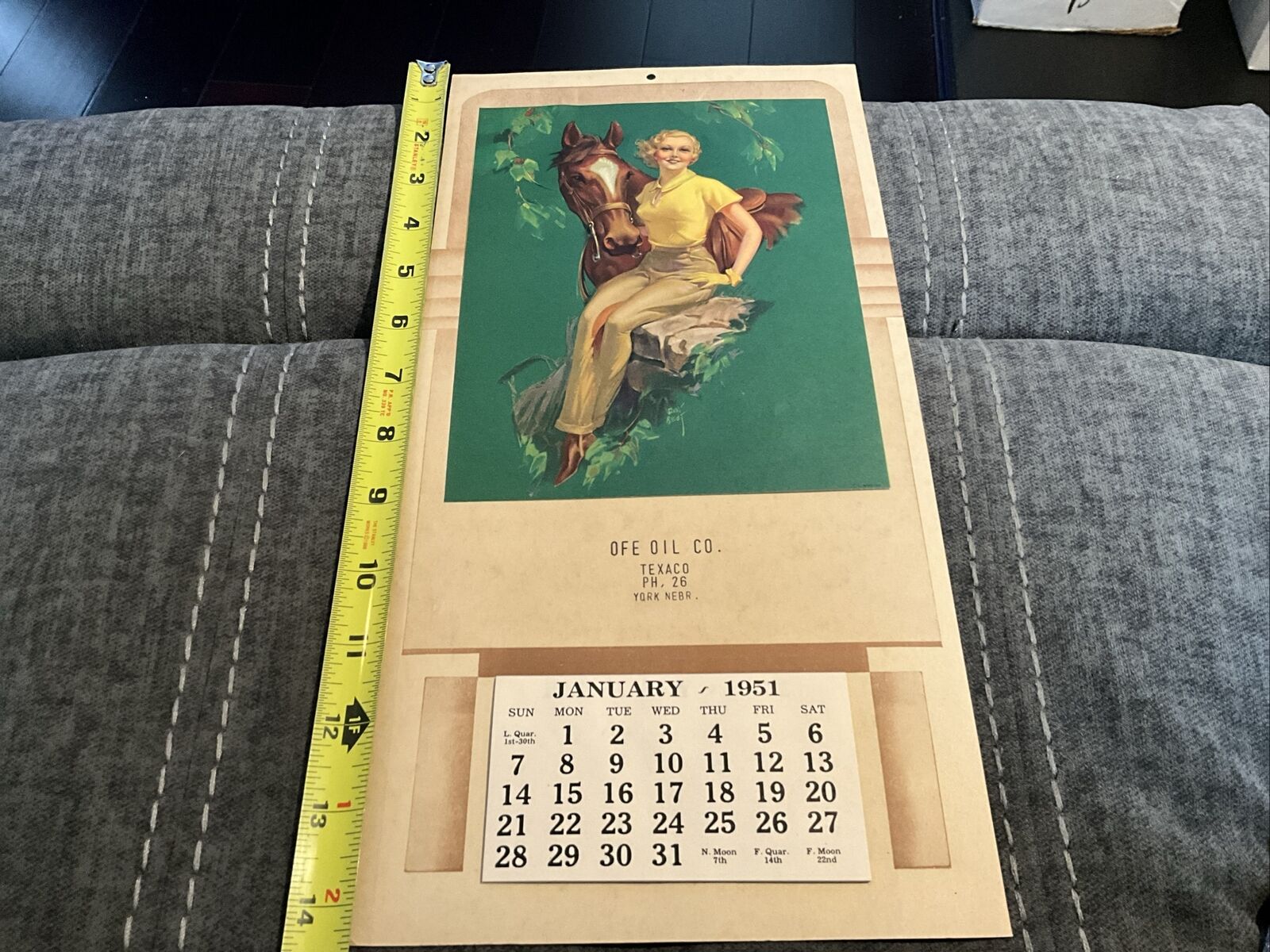 1951 Texaco OFE Oil Co. York, Nebraska Pin Up Equestrian Calendar