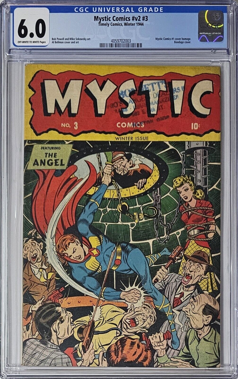 Mystic Comics #v2 #3 CGC 6.0 Timely Comics Winter 1944 #1 Homage Bondage Cover