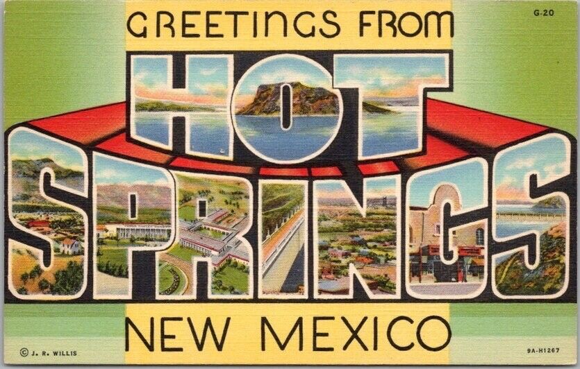 HOT SPRINGS (Truth or Consequences) New Mexico Large Letter Postcard Linen c1939