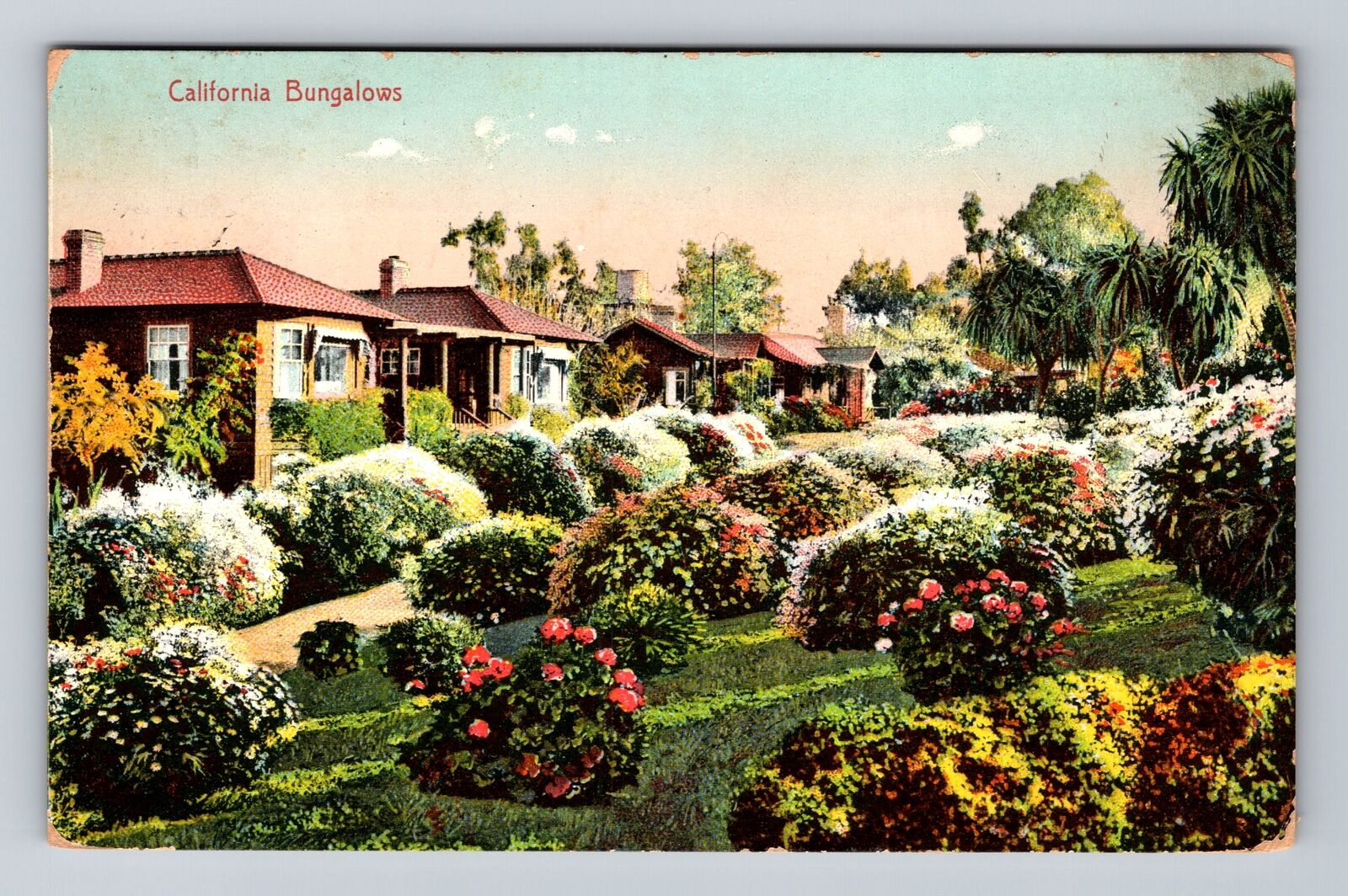 CA-California, Bungalows, Antique, Vintage c1908 Postcard